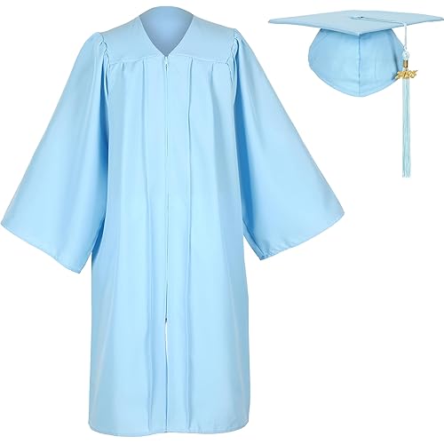 Unisex Matte Graduation Gown and Cap Set with Tassel for Middle High School Bachelor