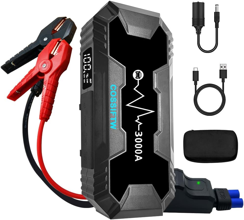 COSSIFTW Car Jump Starter, 3000A Battery Charger, 12V Jump Box Jumper
