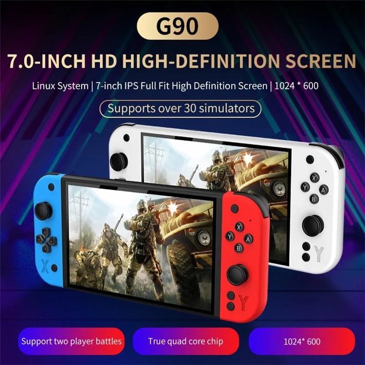 Image of G90 7 Inch IPS HD Screen Handheld Game Console Multi-System Emulator Arcade Gaming Controller (Red & Blue)