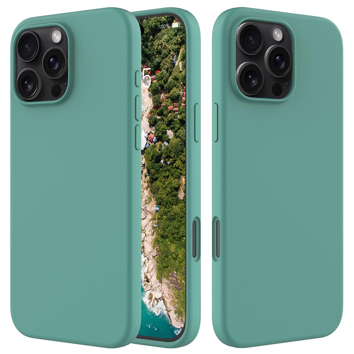 Coque iPhone 16 Plus rigide vert foncé silicone souple dos - 8