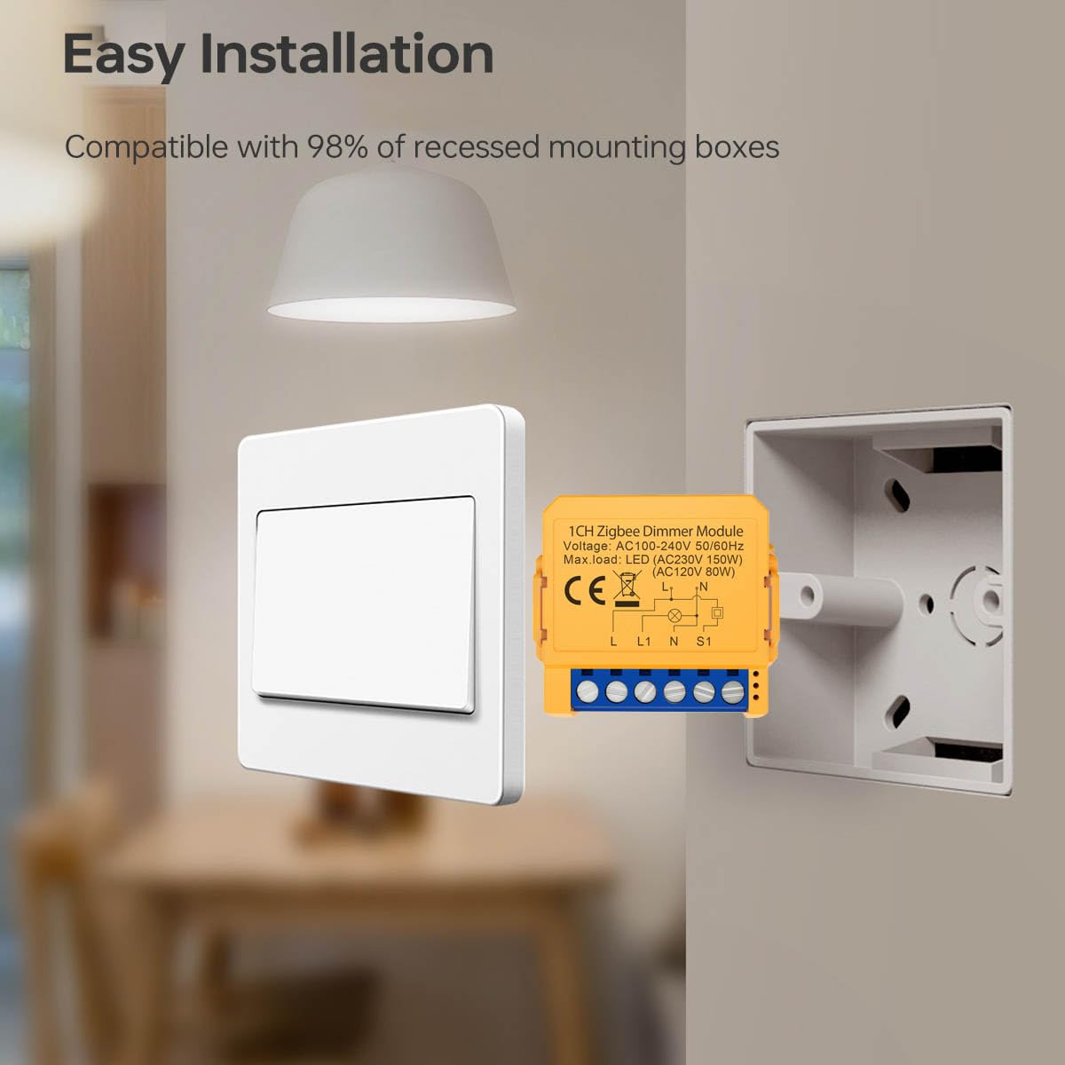 Module de variateur intelligent 150 W Module de variateur LED intelligent Zigbee 1 gang 2 voies WiFi intelligent Alexa compatibles avec les LED