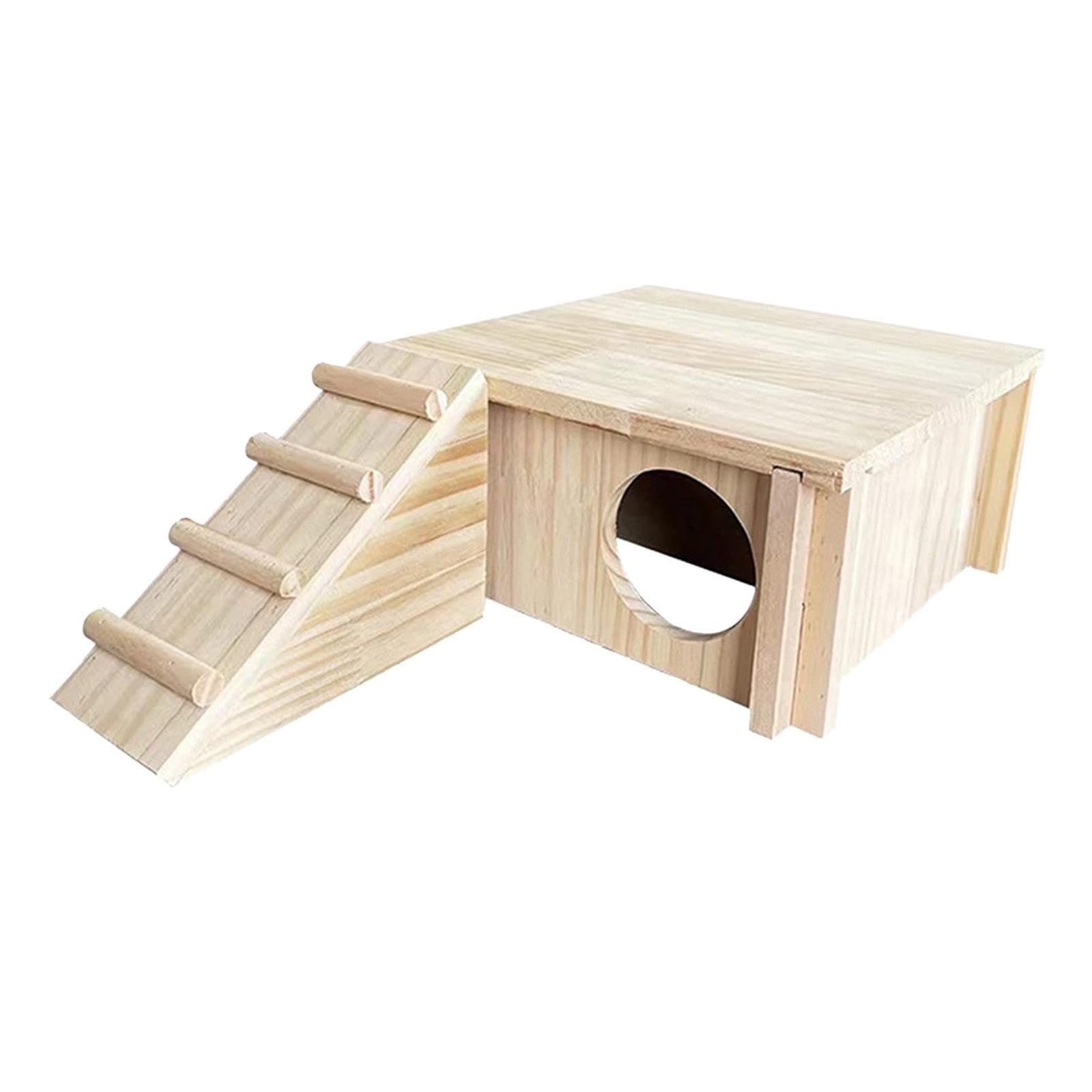 Kioalxz Wooden Hamster Habitat Incorporates Multi-Functional Areas For Rest And Play Creating Loving Home For Small Creatures Hamster House Out With Ladder