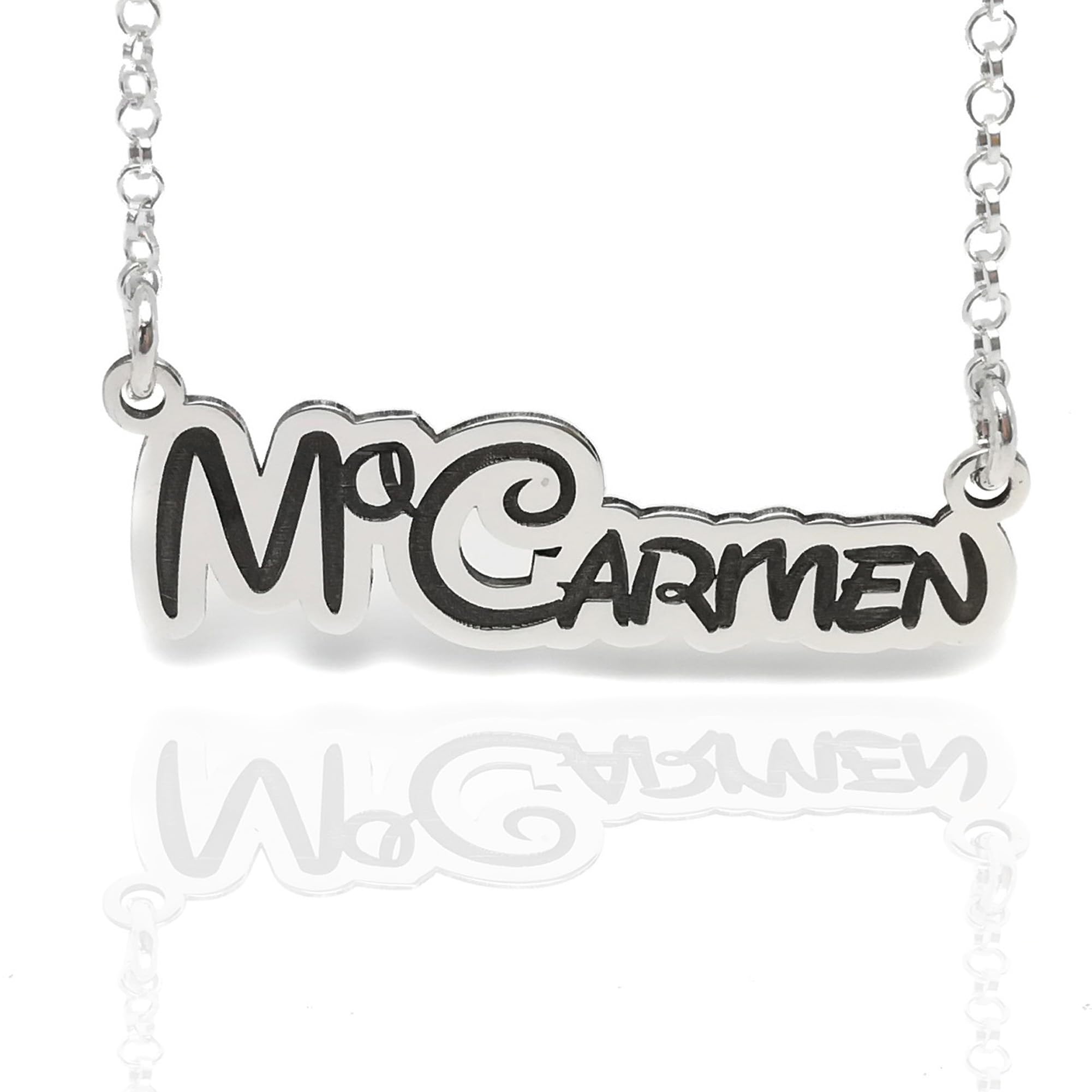 RINCON DEL ARTESANO HECHO A MANO MALAGA Collar con Nombre Personalizado para Mujer. Fabricado en Plata de Ley 925/1000.…