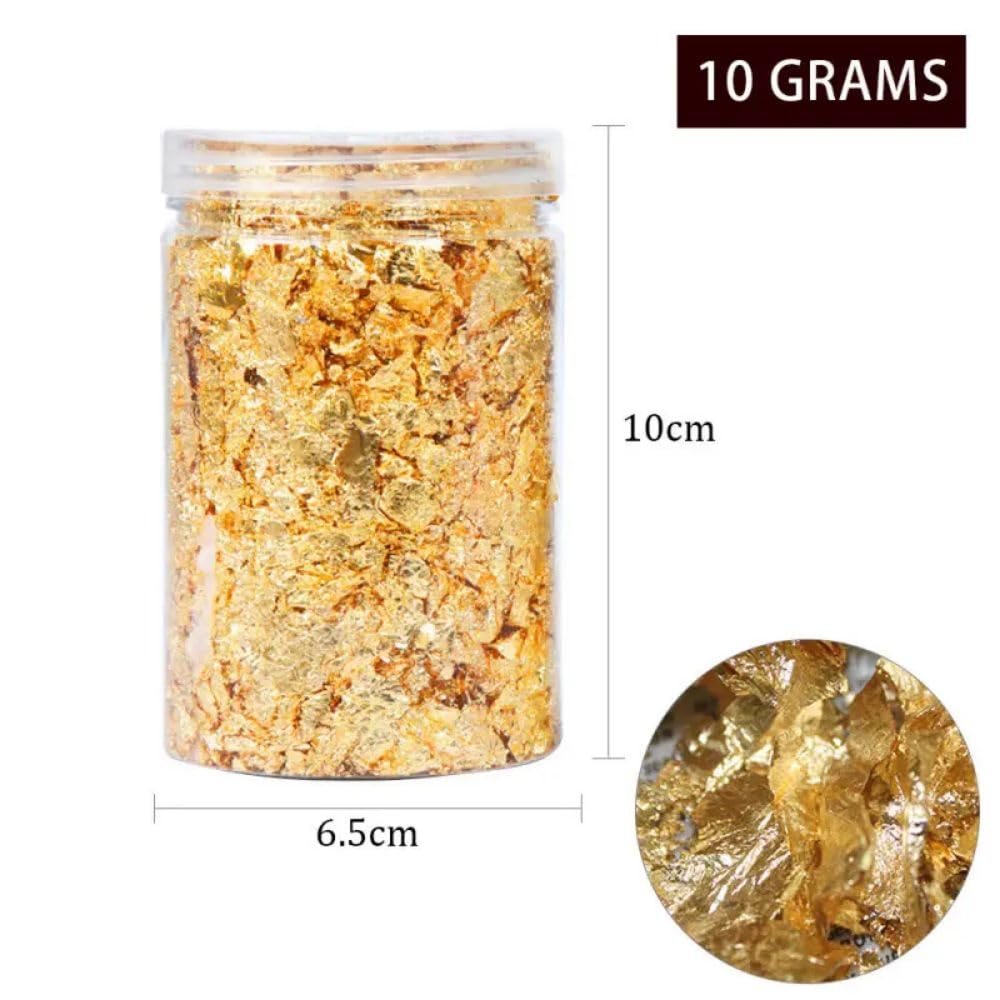 ADW CRAFT'S Gold Flakes for Resin Art (10 Grams, 3 Colour)|Flakes for Resin Art, Cake Art, Nail Art (Gold) 2