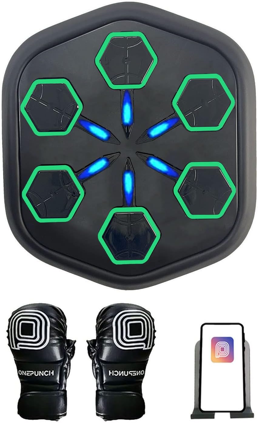 Amazon プロのボクシングマシン壁に取り付けられた、プログラム可能な音楽とライト、ボクシンググローブ付きのミュージックボクシングパッド
