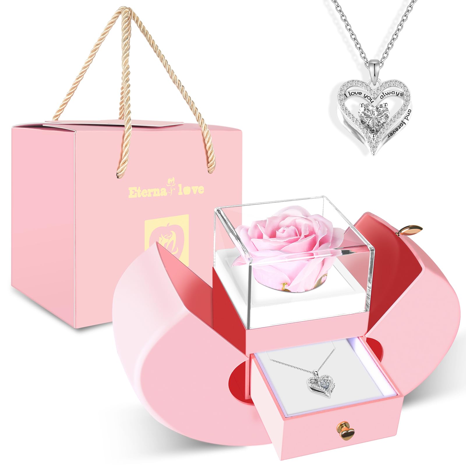 WEIMIL Konservierte Rosa Rose, Geschenke für Mutter, Freundin, Frauen, Ehefrau, Großmutter zu Weihnachten, Valentinstag, Muttertag, Geburtstag, Jahrestag, Erntedankfest (Rosa)