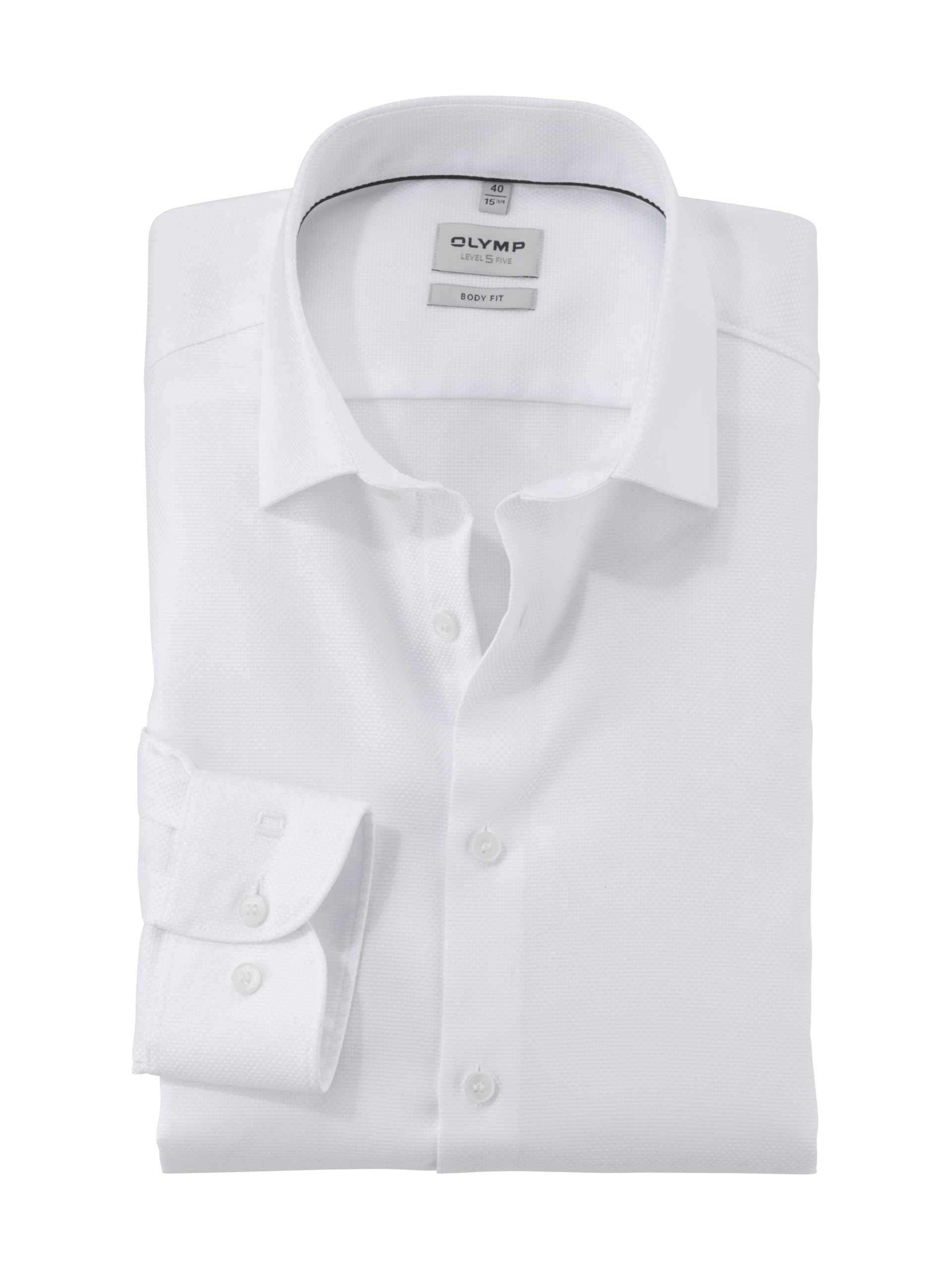 Olymp Men's White 00 Level Five Long-Sleeved Shirt, Faux Plain, 366 Level 5 Body Fit (15.05.2015 - F16), 21 New York Kent-2, 17