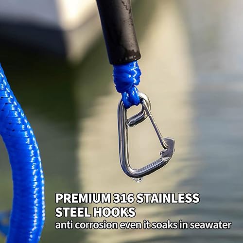 Miniatura 7 de Cuerda elástica para muelle con clip de acero inoxidable, cuerda de amarre con flotador de espuma para muelle, kayak, embarcación, SeaDoo, moto