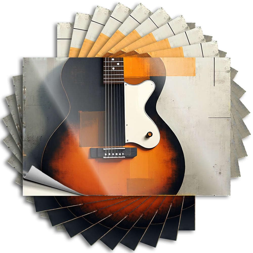 Funny Sticker Backyard Accessories Easy Apply | A Close-up of an Electric Guitar Optical Illusion Case Peel and Stick(12X18CM)