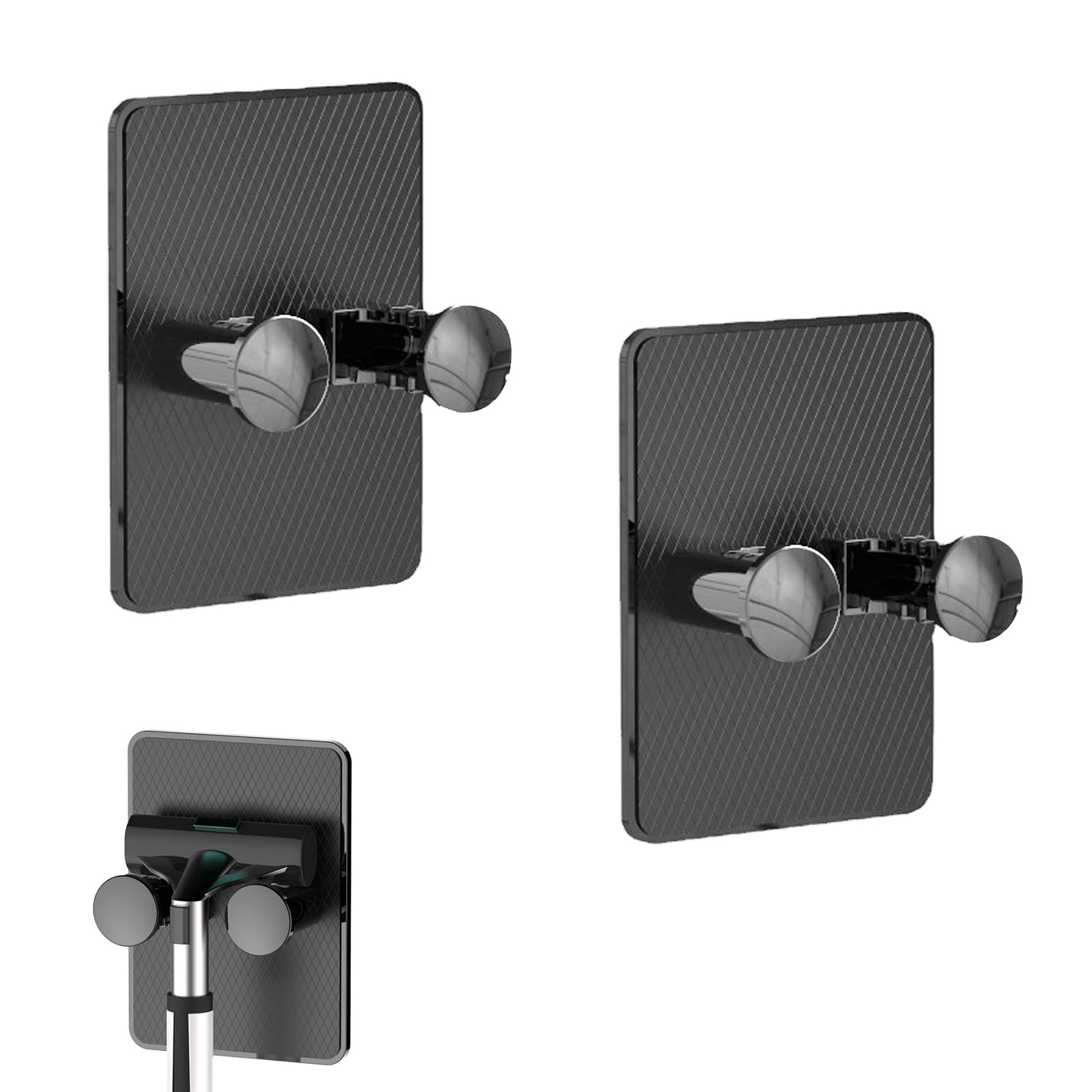 Bomxmon Black 2 Pcs Razor Holder For Shower, Shaver Holder Hanger Hooks For Bathroom, Damage Free Wall Hooks For Razor Shaver Loofah (Black)