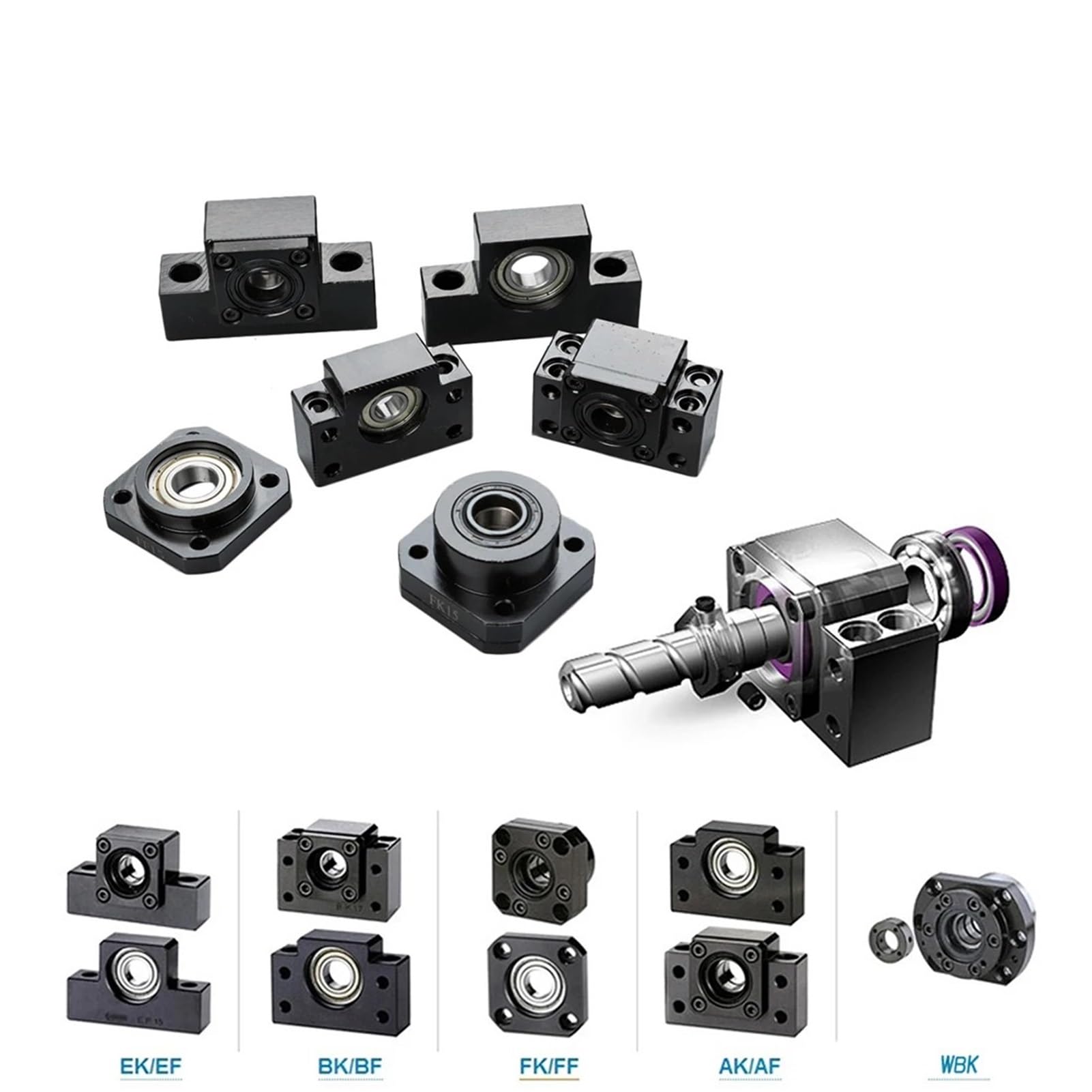 Deep Groove Ball Bearings 1PCS BK10 BF10 BK12 BF12 BK15 BF15 BK20 BF20 FK10 FF10 FK12 FF12 FK15 FF15 EK10 EK12 SFU1204 SFU1605 SFU2005 Kugelumlaufspindel Ende Unterstützung(1PC BF15)