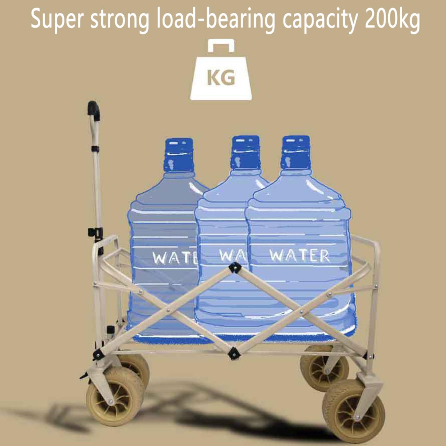 150L Carrello Spiaggia Portatutto Regolabile Carrello Pieghevole con Ruote Tutti i Terreni con Freno Carrello Campeggio Grandi Carrello da Trasporto Giardino Supermercato Mare Carico 200KG