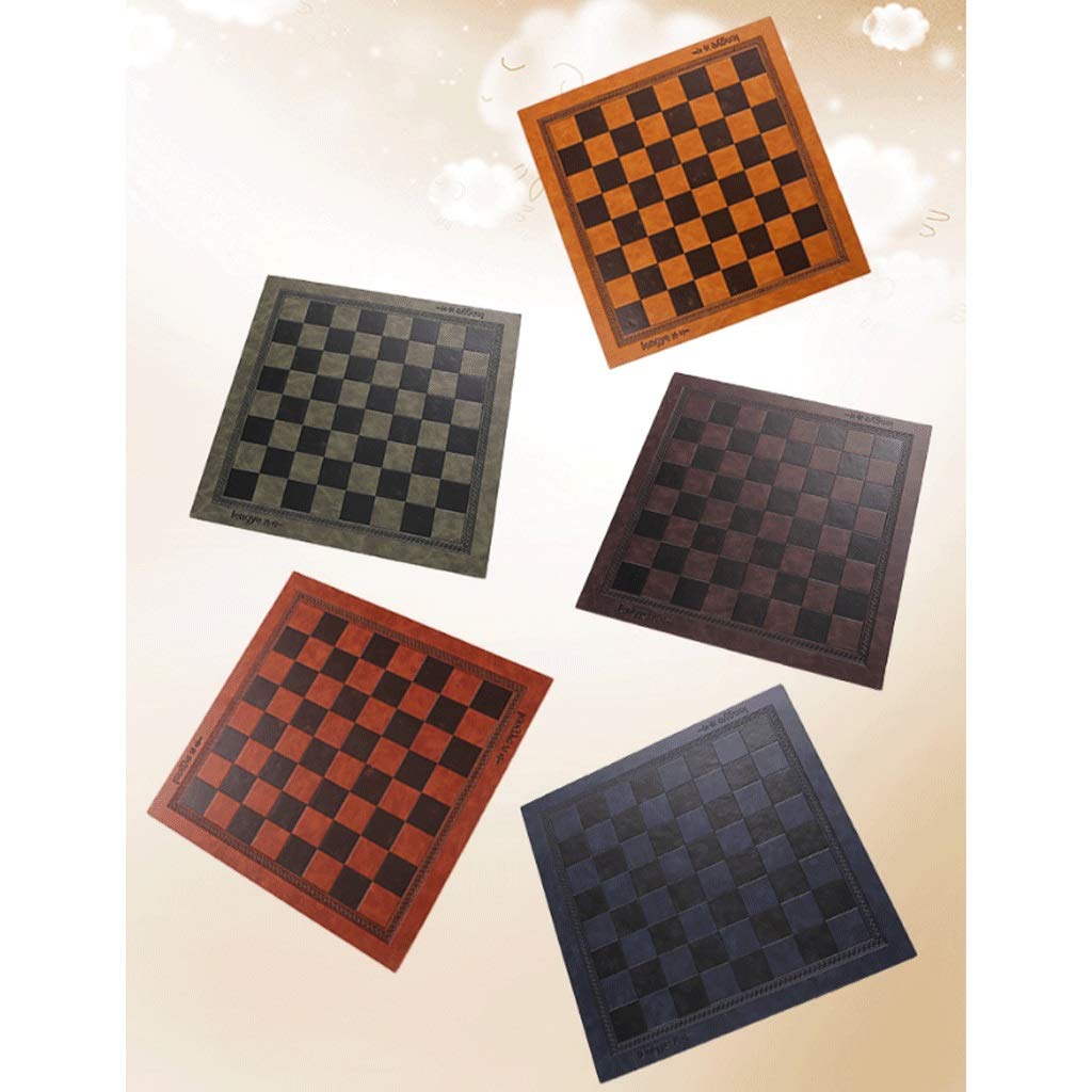 Set da scacchi pieghevole da viaggio, Scacchiera in PU Isolamento termico bifacciale Pieghevole 33,7x33,7 cm/13,2x13,2 pollici Doppio marrone(Dark Brown)