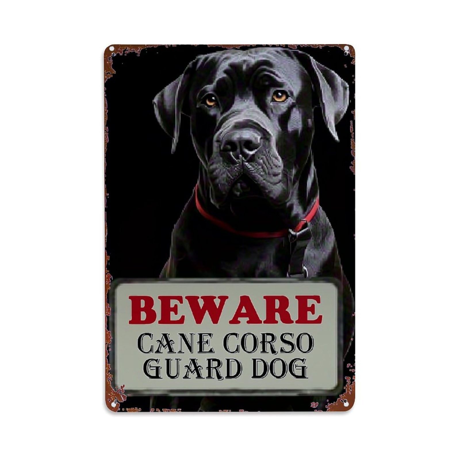 Jdfenggu Vintage Beware Cane Corso Guard Dog Retro Metal Tin Sign, Metal Poster For Bar, Home, Man Cave, Kitchen, Laundry Room Art Decor 8X12 Inch
