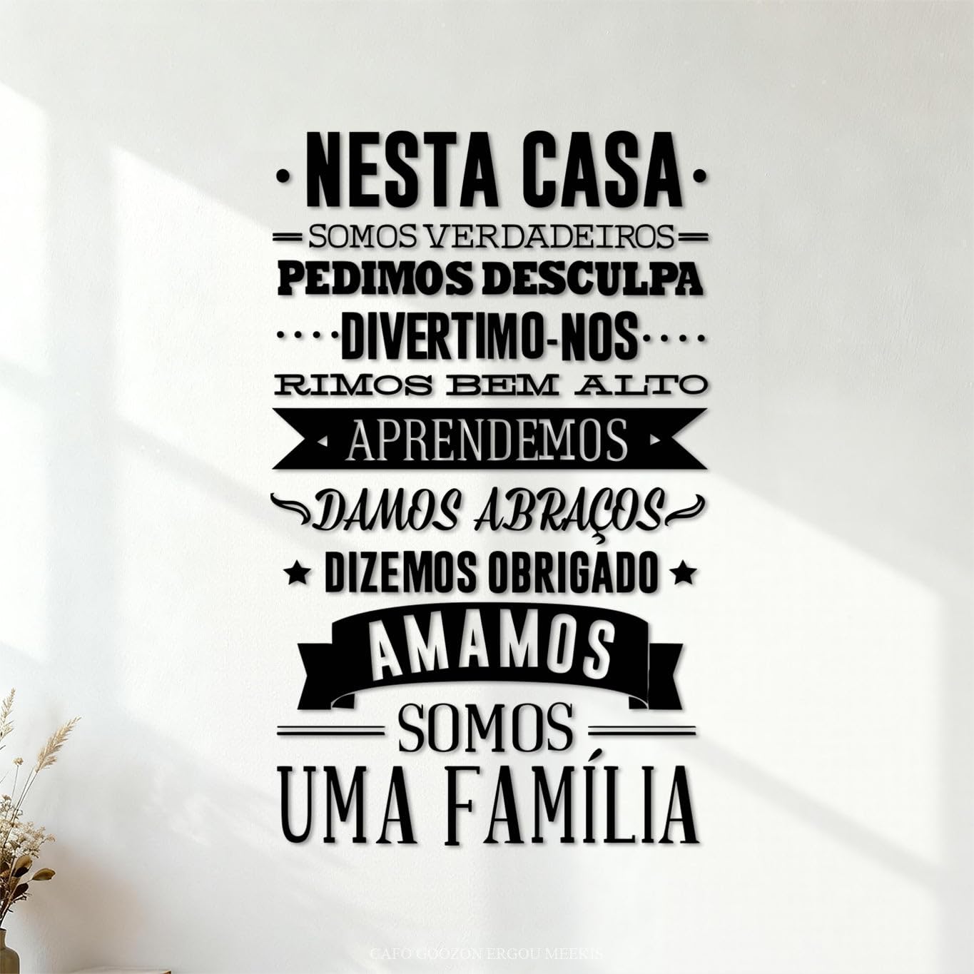 Portuguese House Rules Portuguese Version Nesta Casa Em Vinil Autocolante Vinyl Art Sticker 30x49cm Wall beautification Black