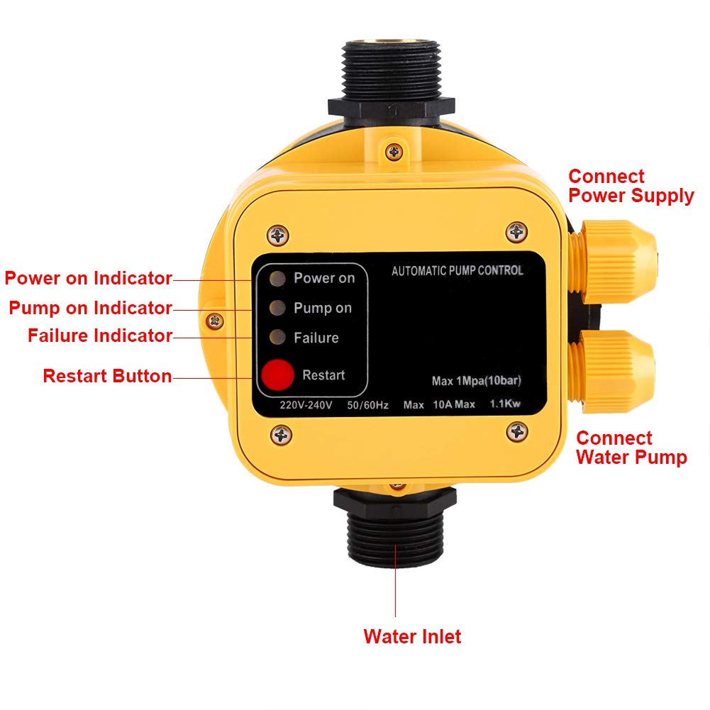 Surpresseur de Pression d'eau, contrôleur électrique de Pompe à Eau Interrupteur de Commande entièrement Automatique arrête automatiquement la Pompe à Eau de Pompe avec pressostat, pour