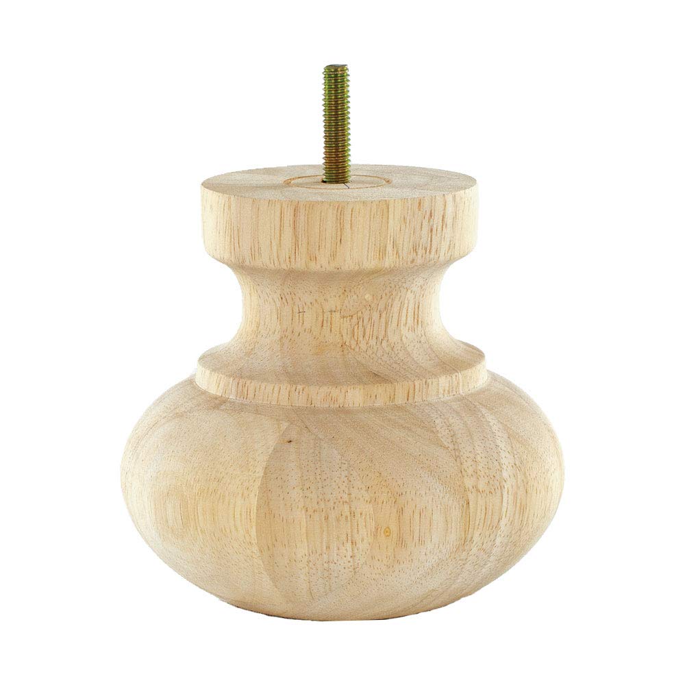 Photo 1 of 4 in. x 4-7/8 in. Unfinished Solid Hardwood Round Bun Foot 2 PACK
