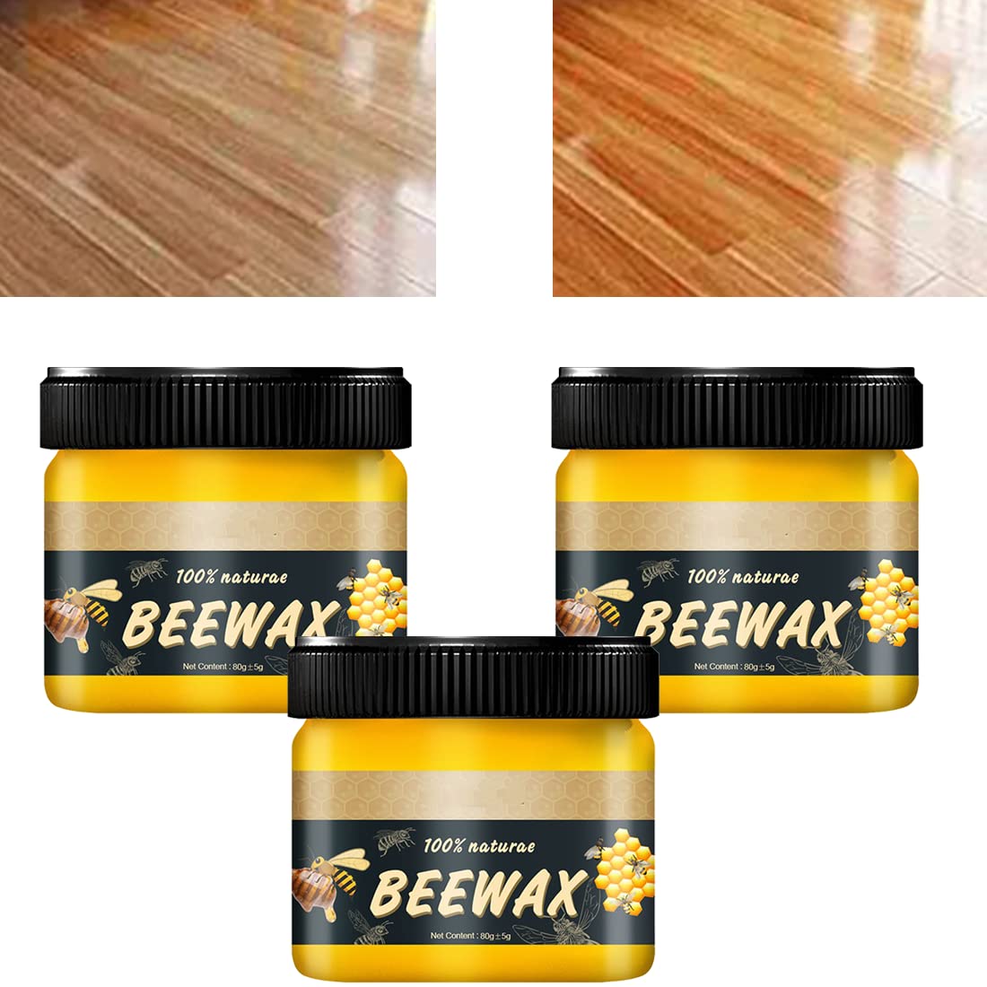 JIAUAUW Wood Seasoning Beewax - 2022 Beeswax Furniture Polish,Natural Traditional Beeswax Polish Wood Furniture Cleaner,for Beautify & Protect and Enhance the Shine (3pcs)
