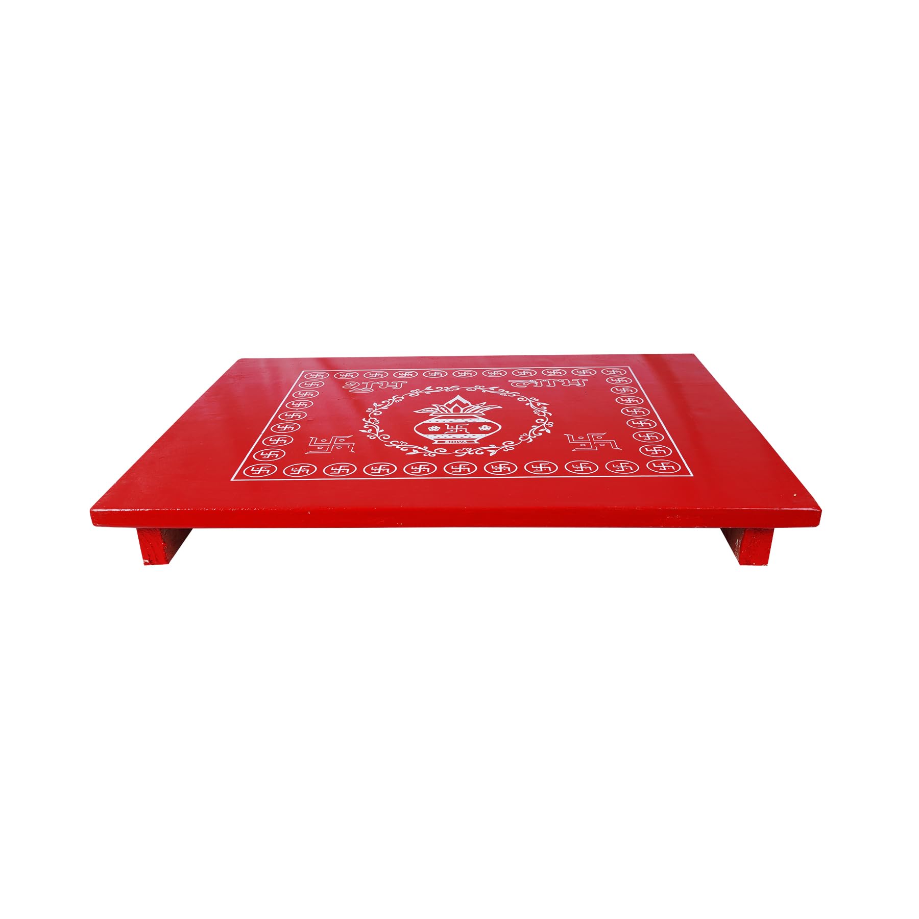 Epraiser XTRA LARGE 18 x 24 Inches JUMBO Red Painted Wooden Pooja Chowki Puja Table Patla Paat Chaurang Makar Aasan for Festivals Diwali Ganpati Navratri Janmashtami (XTRA LARGE 18 x 24 Inches)-image-43