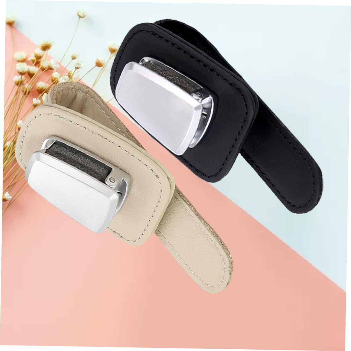 Gatuida 4pezzi Porta Occhiali Da Auto Supporto Visiera Per Occhiali Da Sole Clip Per Riporre e Proteggere e Biglietti Nero e Beige