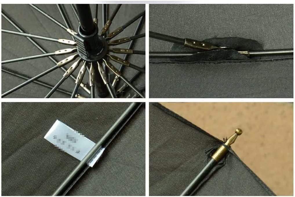 Parasol Lekki Parasol Golfowy 42 Cal Wiatroodporny Duży Parasol W Sztyfcie Drewniany Uchwyt Z Haczykiem J Szybkoschnący Parasol Z Trzciny Parasole Przeciwdeszczowe(Black)