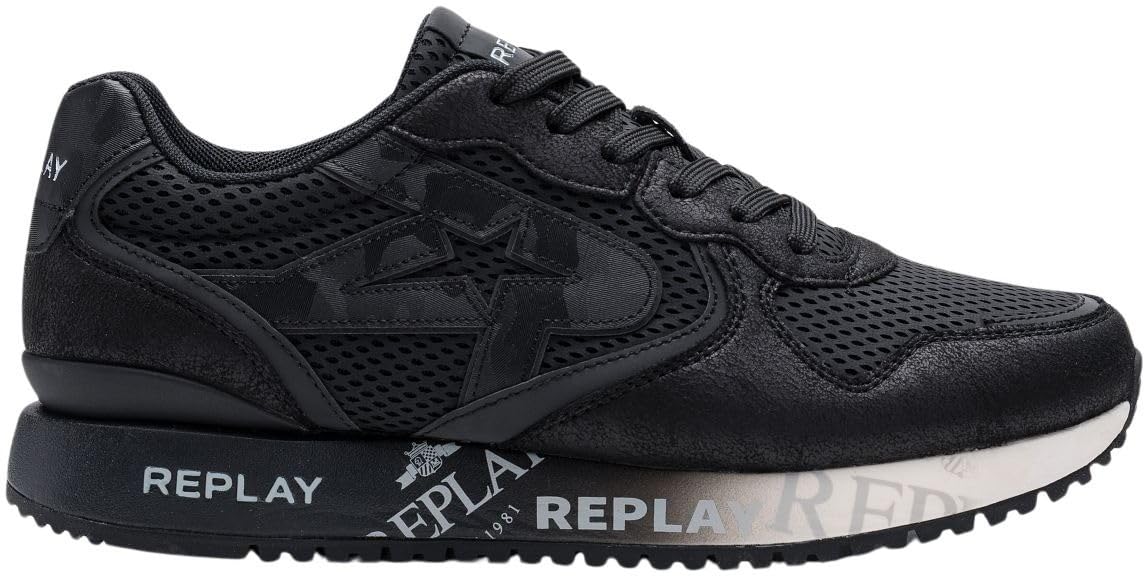 Replay Men's Gms9i Sneaker, 003 Black, 8 UK