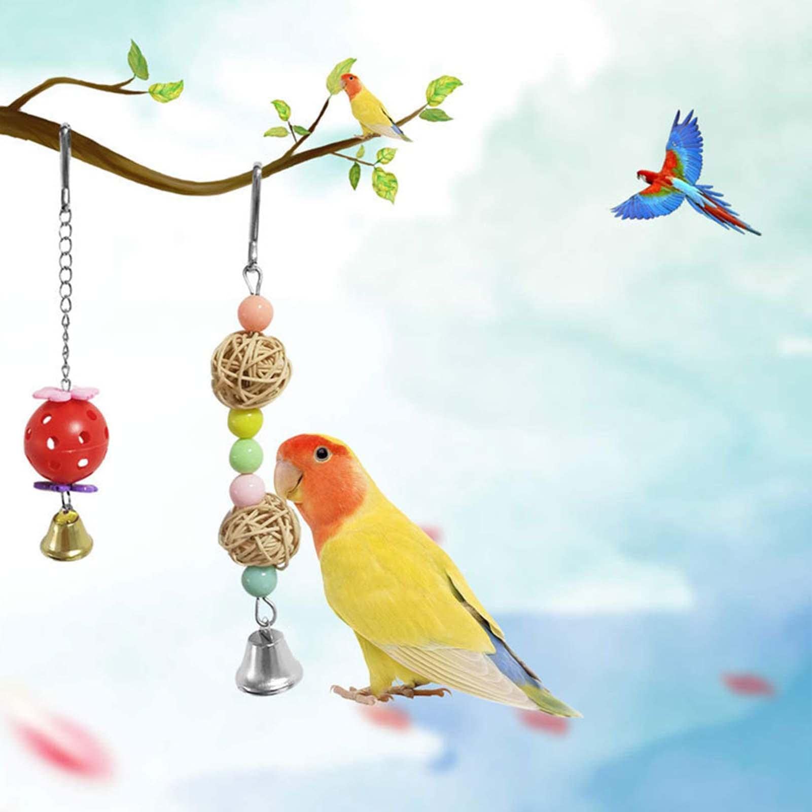 Amazon | インコのための鳥のおもちゃ, ブランコ付き9ピース小中鳥
