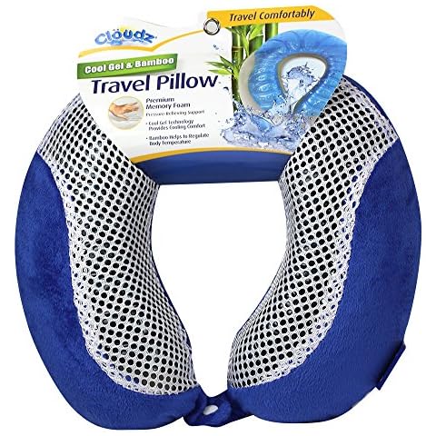 Clöudz Cool Gel Memory Foam Travel Neck Pillow - Blue Cover