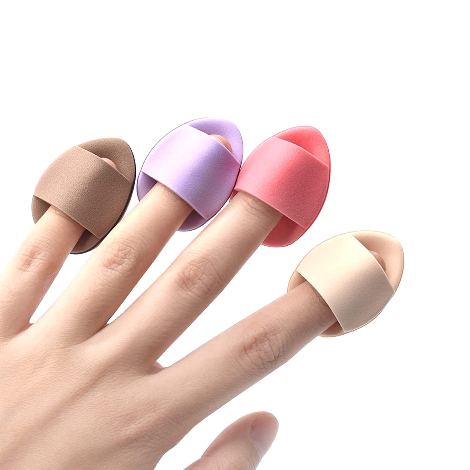 4 Pcs Mini Makeup Puff, Finger Makeup Puff Super Soft Beauty Makeup Tools, Latex-free Blending Sponge, Suitable For Foundation, Concealer, Repair Cream, Eye Shadow (4 MultiColor 1 Set)