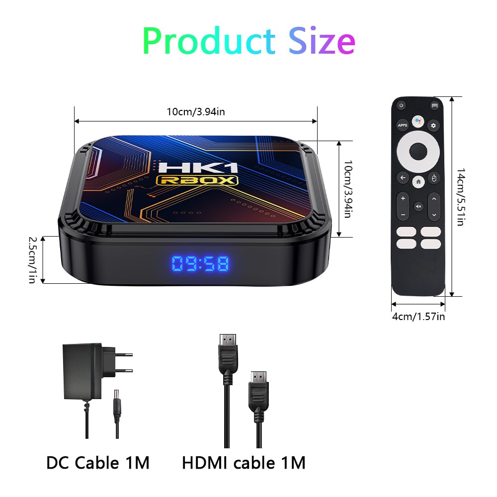 Android 13.0 TV Box, Smart TV box 4GB RAM 64GB RK3528 Quad-Core cortex-A53 Support HDR10+ 4K 2.4/5.0GHz Wi-Fi BT5.0 10/100M Ethernet HDMI 2.0 3.0, Controllo Remoto Vocale