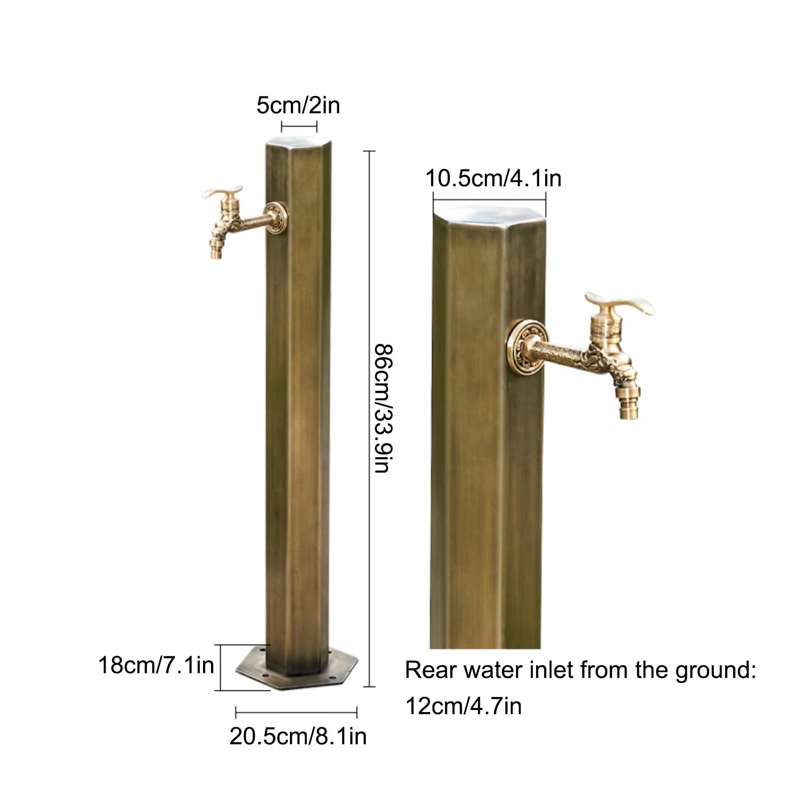 Robinet extérieur Robuste en Acier Inoxydable - Convient aux patios et aux Cours, Robinet de Jardin, Robinet sur Pied Slish, Alimentation en Eau en résine résistante aux intempéries (Marron
