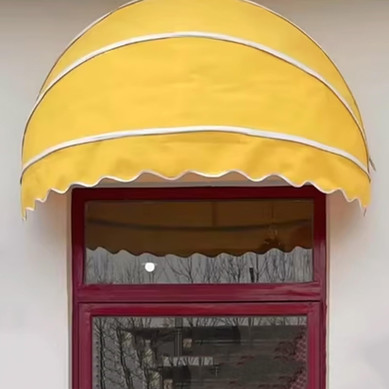 GJMSSMY Retractable Front Door Canopy & Window Awning UV Protection Dome Shelter 110cm Yellow Hemispherical Outdoor Shade Cover