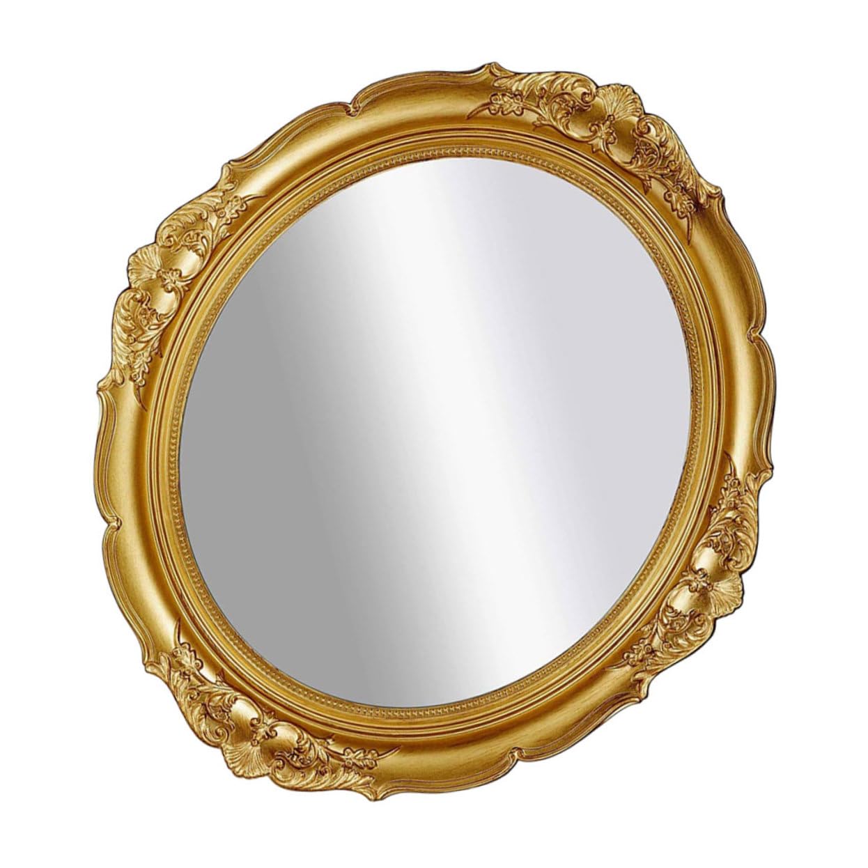 Miroir cosmétique mural doré pour un maquillage précis sur coiffeuse
