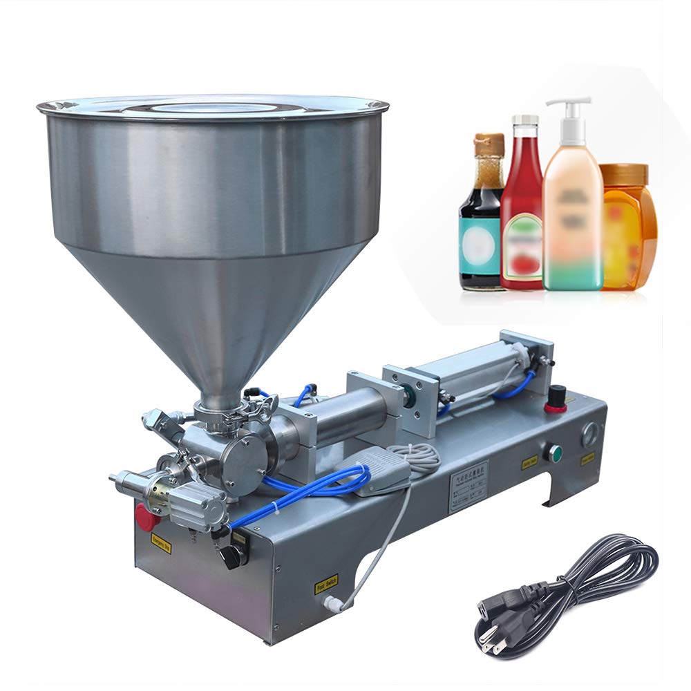 100ml-1000ml Pneumatic Paste Filling Machine Horizontal Liquid Filling Machine for Beverage Honey Glue Emulsion Quantitative Filling 110V