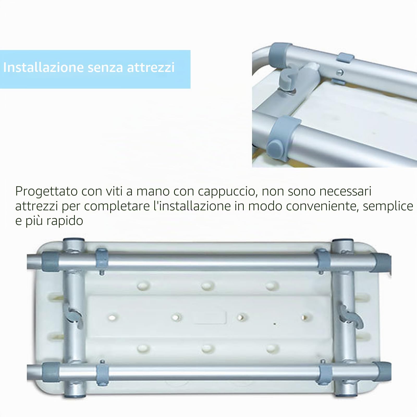 Sedile per Vasca da Bagno, Sedile Vasca da Bagno Antiscivolo per Adulti e Anziani, Sedile da doccia estraibile 72-82 cm, Sedile Sicurezza per Vasca da Bagno, portata 136 kg, Bianco