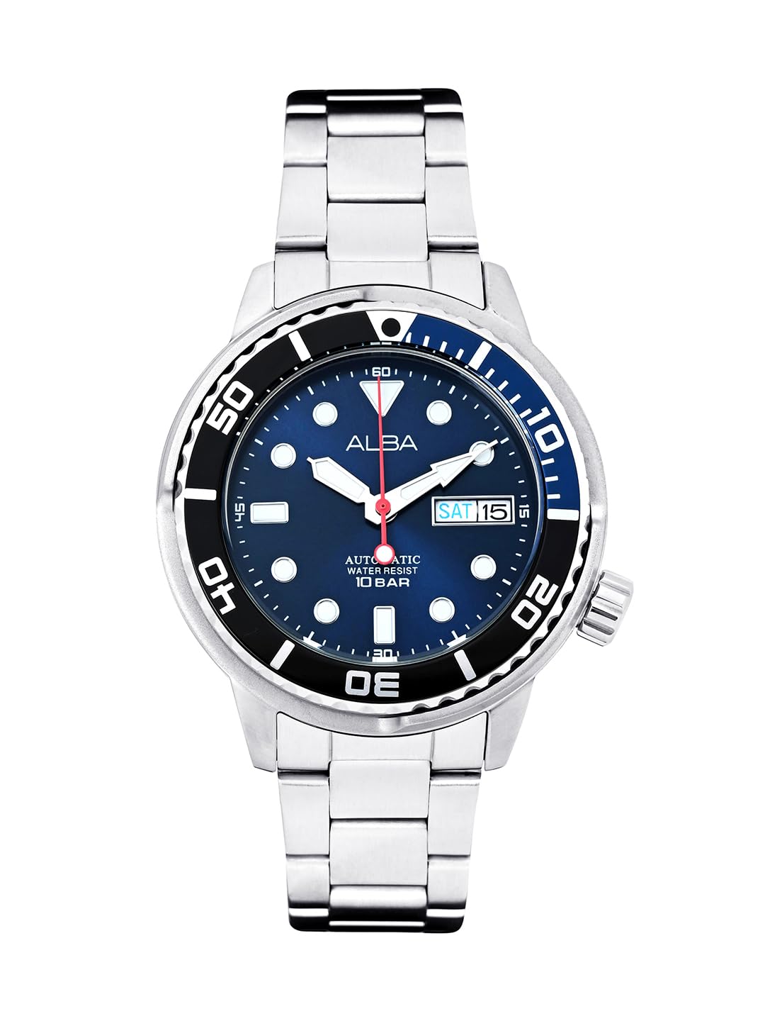 Alba Stainless Steel Mens Analog Wristwatch Al4245X1, Dial Color-Blue, Band Color-Silver (B09THYGMDG) Amazon Price History, Amazon Price Tracker