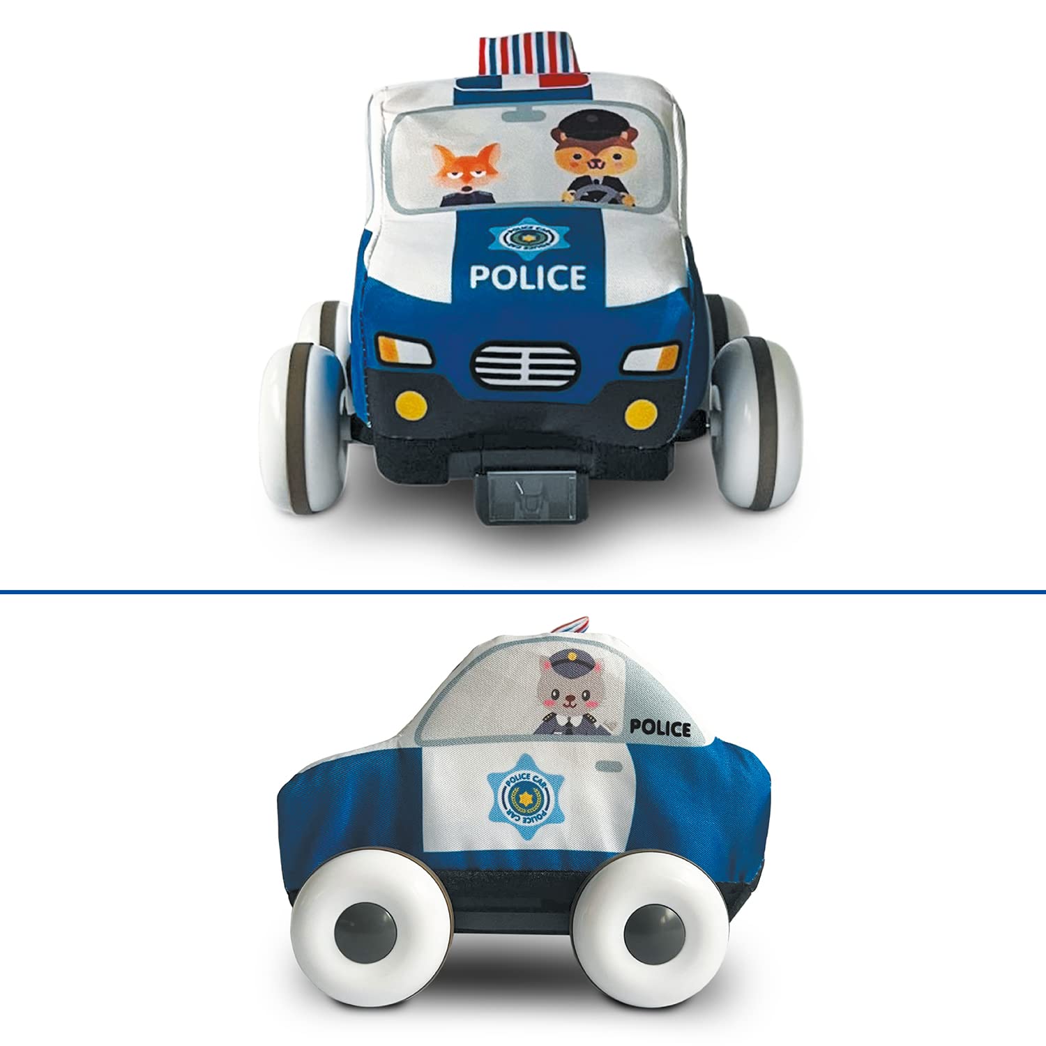 MONDO Toys - Soft Sponge Polizeiauto - IR Soft-Schwamm-Maschine waschbar - Lenkradfernbedienung Multifunktion inklusive - 5 Kinderlieder, 2 Lieder zum Lernen, 18 MIDIS - 63736