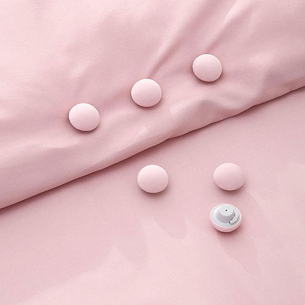 SHFTI - Mushroom Quilt Fixing Clips - Duvet Cover Holder with Buttons - Non-Slip Blanket Pins - Durable Cotton Design - Easy Install & Remove - for Quilts, Sheets, Curtains, Towels, 8 Pack (Pink) 1