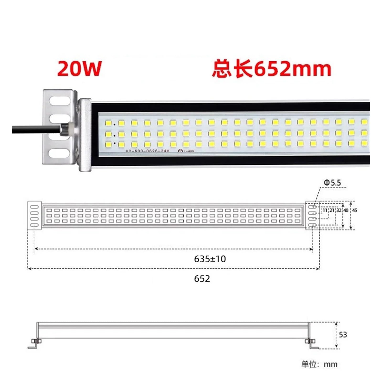 Lampa robocza LED do obrabiarek, oświetlenie tokarskie, 220 V, stop aluminium, wodoodporna i olejoodporna, lampa przeciwwybuchowa 24 V (20 W, 24 V-36 V)