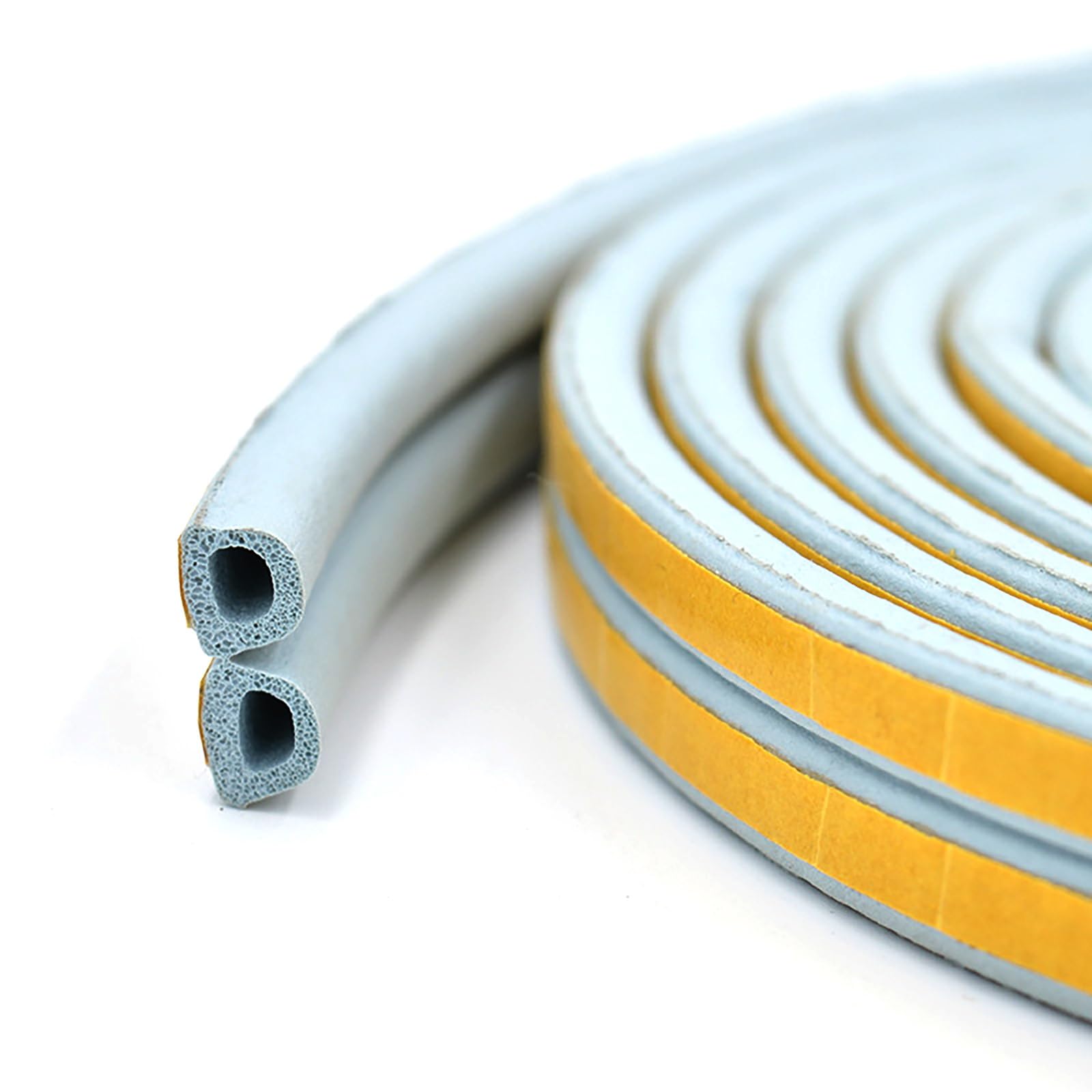 AOTUAO 12M Door Seal Rubber Weather Strip Foam Tape, D Type Self-Adhesive Weather Stripping for Keeping Bugs, Air, Draft, Dust and Noise Out, Door Draft for Door Bottom and Window, Grey