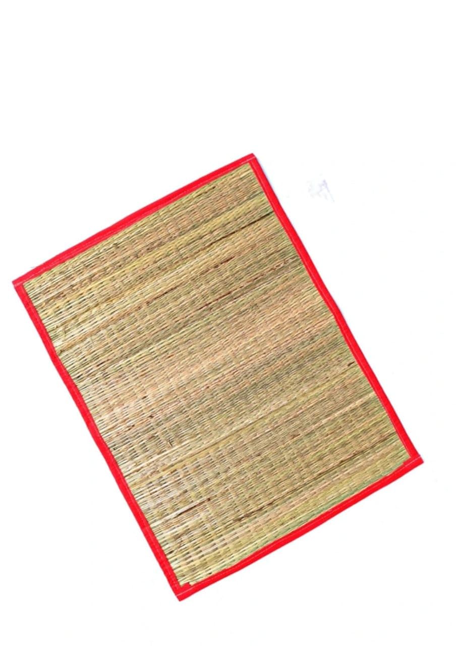 Traditional Kusha Grass Prayer Mat with Red Border, Natural Woven Meditation Asan for Pooja Rituals,-image-25