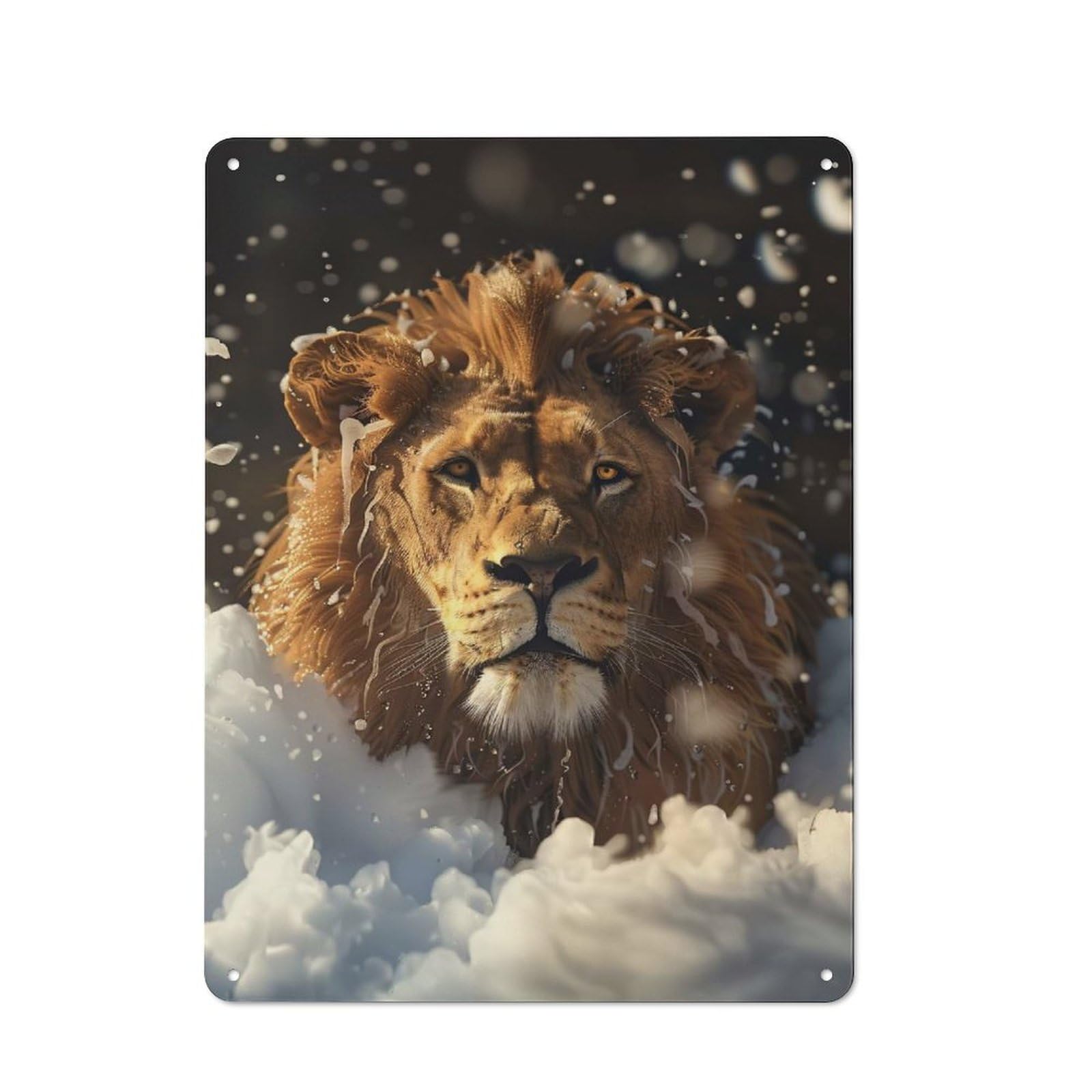 Lion Take A Shower Rustic Metal Plaque 40x30cm for Living Room Or Hallway, for Garage, Workshop And Man Cave Decoration