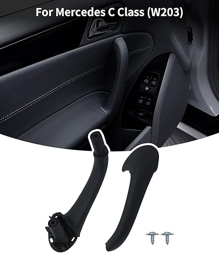 Miniatura 5 de Manija de puerta de coche negra para Mercedes Benz W204 W203 W202 W201, manijas de panel de puerta interior para Mercedes Benz Clase C (delantera