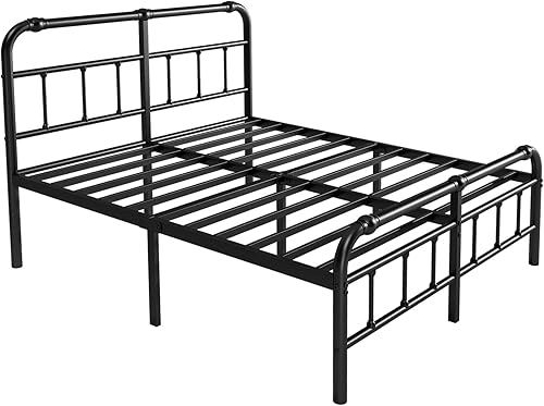Miniatura 7 de BOSRII Base de cama tamaño King con cabecera y estribo 18 pulgadas de alto 3500 libras soporte de listones de metal resistente para colchón no