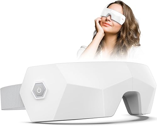 Masajeador de ojos con calor, máscara de ojos calentada de 2 niveles con compresión, Bluetooth, máquina de ojos eléctrica para alivio de migrañas,