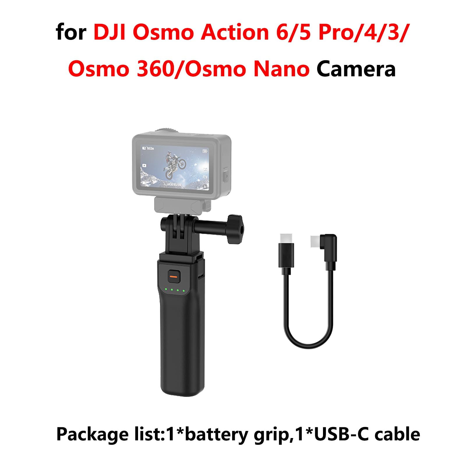 Impugnatura batteria per DJI Osmo Action 6/5 Pro/4/3/Osmo 360/Osmo Nano Camera