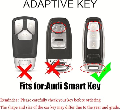 Miniatura 2 de HIBEYO Funda de llavero para Audi A6 A8 Q7 S6 A7 S7 E-Tron RS6 RS7 Q8 SQ8 SQ7 Funda inteligente para Audi A6 Accesorios 3 botones aleación+TPU doble