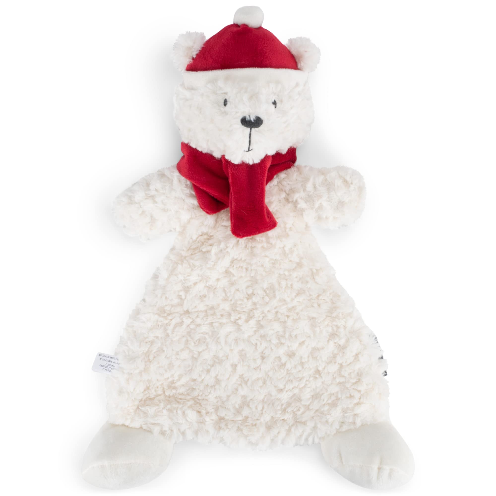 DEMDACO Cozy White Polar Bear Polyester Fiber Children's Plush Christmas Rattle Blankie