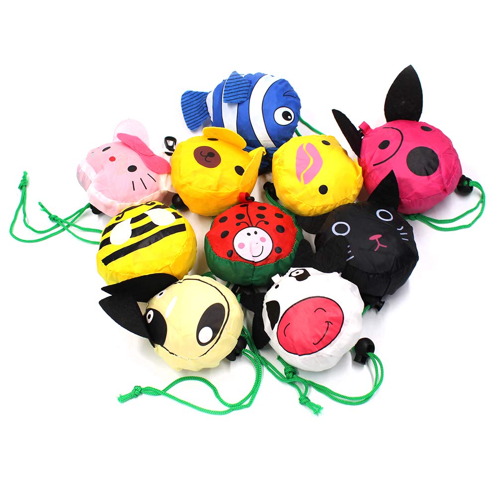 10 Pcs Animals Reusable Shopping Bags, Foldable Washable Eco Friendly Bags Shopping Tote Bag (Animals)