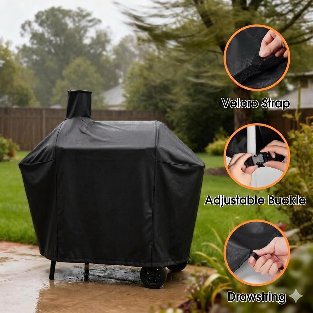 Grill Cover for Nexgrill 29 in Barrel Offset Charcoal Smoker and Grill, Waterproof Outdoor BBQ Griddle Cover for Nexgrill 810-0029